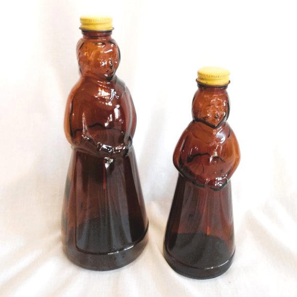 Vintage Mrs. Butterworth's 60's-90's Syrup Empty Bottles With Lids-10." & 8.5" - Picture 2 of 9